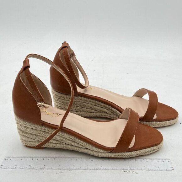 FOWT Brown Espadrille Ankle Straps Buckle Wedge for Women Open Toe Sandals - Picture 4 of 8